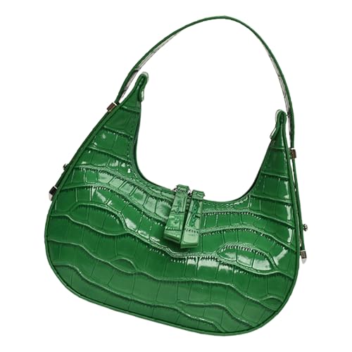 MALSSE Trendige Abendtasche Party Schultertasche PU Leder Handtasche Glänzende Oberfläche Unterarm für verschiedene Anlässe, grün, One Size von MALSSE