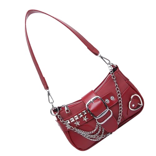 MALSSE Trendige Damen-Umhängetasche, PU-Leder, Achseltasche, Herbst, Winter, Achselhöhle, Retro, Freizeit, Pendeln, Retro, Achseltasche, Handtasche, Herbst, Winter, Schulter, rot, One Size MALSSE Trendige Damen-Umhängetasche, PU-Leder, Achseltasche, Herbst, Winter, Achselhöhle, Retro, Freizeit, Pendeln, Retro, Achseltasche, Handtasche, Herbst, Winter, Schulter, rot, One Size von MALSSE
