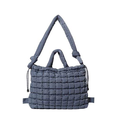 MALSSE Unisex Mehrzweck-Schultertasche für Reisen, Einkaufen und Büro, unverzichtbare Nylon-Handtasche, gepolsterter Puffer-Rucksack, gepolsterte Crossbody-Tasche, grau, One Size von MALSSE