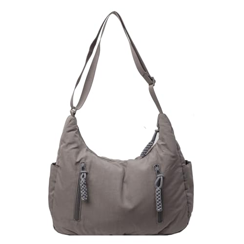 MALSSE Unisex-Umhängetasche für den täglichen Gebrauch, verstellbarer Riemen, lässige Umhängetasche, Geldbörse, Nylon, Reisetasche, grau, One Size MALSSE Unisex-Umhängetasche für den täglichen Gebrauch, verstellbarer Riemen, lässige Umhängetasche, Geldbörse, Nylon, Reisetasche, grau, One Size von MALSSE