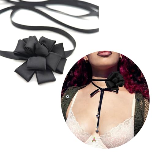 MALSSE Verstellbare Blumen-Halskette, übertriebene Rosen-Halskette, Schlüsselbeinkette, modisches Accessoire, verstellbares Accessoire von MALSSE