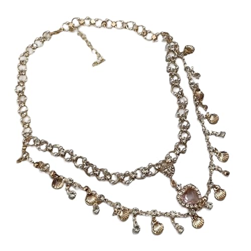 MALSSE Verstellbare Länge, Halskette mit Herzmuschelanhänger, doppellagig, Schlüsselbeinkette, stilvoller Schmuck für Mädchen und Frauen, stilvolle doppellagige Schlüsselbeinkette von MALSSE