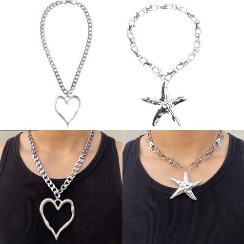 MALSSE Zarte Herz-Halskette, modische Handwerkskunst, Stern-Anhänger, Choker-Charm, Halskette, geeignet für verschiedene Anlässe, tägliches Tragen, Einheitsgröße, Wie beschrieben, Wie beschrieben von MALSSE