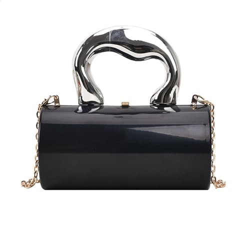 MALSSE Zylinder-Umhängetasche aus Acryl, geräumige Innenseite, Umhängetasche, geeignet für Einkaufen, Reisen und Daten, geräumige Innenhandtasche, Schwarz , One Size von MALSSE