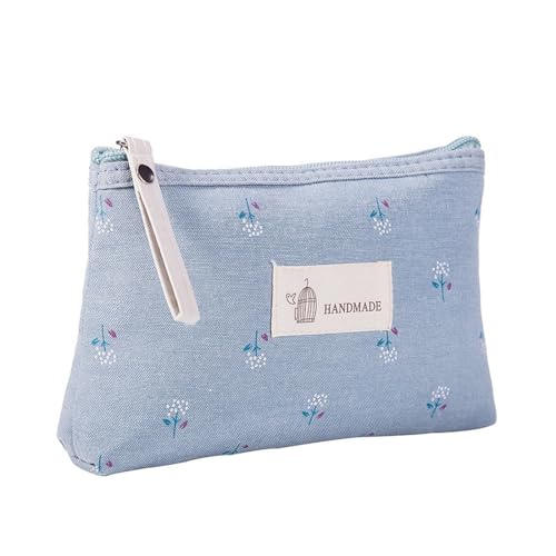 Make-up-Tasche mit Blumendruck, Federmäppchen, Schreibwaren, Kosmetik-Organizer, Kulturbeutel, Make-up-Stift, Kosmetik-Schreibwaren für die Schule, hellblau von MALSSE