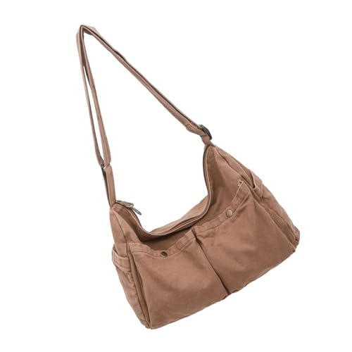 Messenger-Tasche aus Segeltuch, große Umhängetasche, Handtasche mit mehreren Taschen, ästhetische Reisetasche, Arbeitstasche, Handtasche, Messenger, große Umhängetasche mit mehreren Taschen, braun von MALSSE