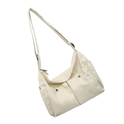 Messenger-Tasche aus Segeltuch, große Umhängetasche, Handtasche mit mehreren Taschen, ästhetische Reisetasche, Arbeitstasche, Handtasche, Messenger, große Umhängetasche mit mehreren Taschen, weiß, One von MALSSE