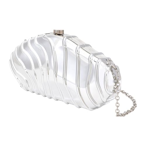 Moderne Abendtasche aus Acryl mit unregelmäßiger Muschel, stilvolle Umhängetasche, Umhängetasche, Geldbörse, entworfen für Modepersonen, Acryl-Clutch, silber, One Size von MALSSE