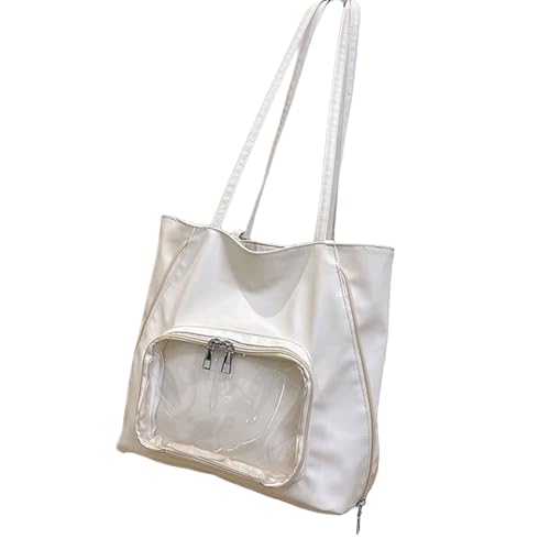 Moderne Elegante PU Umhängetasche Damen Arbeitstaschen Stilvolle Handtasche mit mehreren Taschen Business Reise Rucksack Modern Professionelle Satchel, weiß, One Size von MALSSE