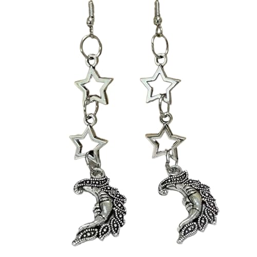 Modische baumelnde Ohrringe, kleine Creolen, süßer, cooler Stern-Anhänger, Statement-Schmuck für Frauen und Mädchen, einzigartiges baumelndes Statement von MALSSE