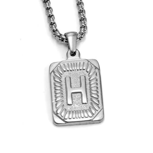 Modische quadratische Karten-Charm-Halskette, Unisex, Halsschmuck, Herrengeschenk, Edelstahl-Textur, geeignet für verschiedene Anlässe, Buchstaben-Halskette von MALSSE