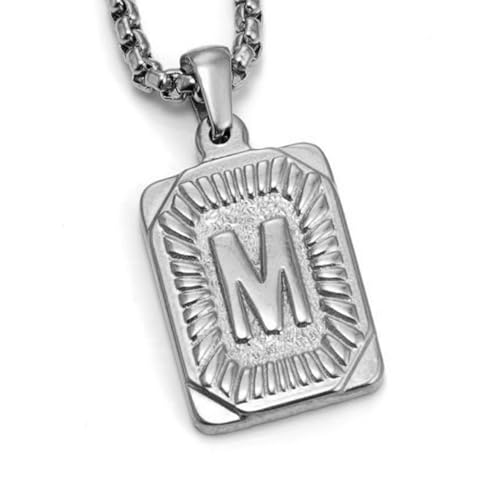 Modische quadratische Karten-Charm-Halskette, Unisex, Halsschmuck, Herrengeschenk, Edelstahl-Textur, geeignet für verschiedene Anlässe, Buchstaben-Halskette von MALSSE