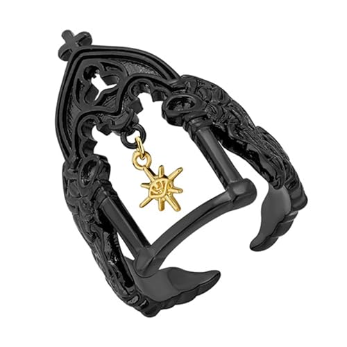 Offene Ringe im Gothic-Stil, Legierung, mit geheimnisvollen Schlössern, verstellbares Fingerband für Damen und Herren, Unisex, Party-Accessoire, trendiges Accessoire, Einheitsgröße, Wie beschrieben von MALSSE