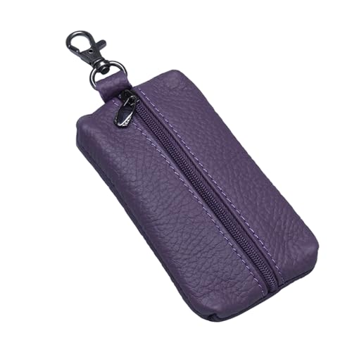 PU-Lederhalter, Auto-Tasche für Männer und Frauen, kleine Geldbörse, Reißverschlusstasche, Schlüsselanhänger, Organizer, Kartenhalter, Tasche mit Reißverschluss für Schlüssel, violett, One Size von MALSSE
