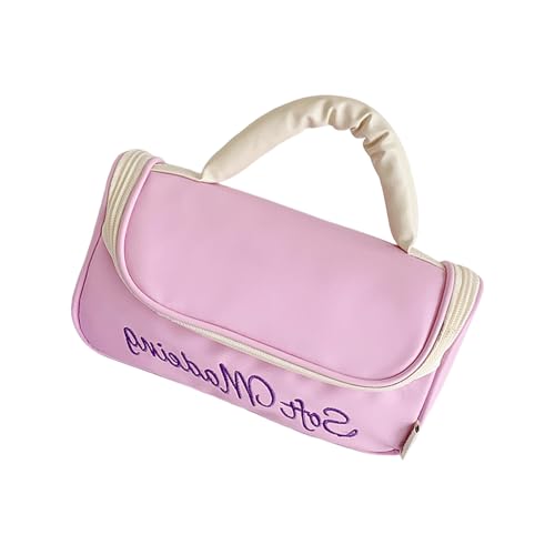 Praktische Make-up-Tasche aus PU-Kunststoff, organisierte Schleifen, Dekoration, kompakte Kosmetiktasche, Kulturbeutel, Aufbewahrungskoffer für Damen, Reiseutensilien, tragbar, Reise-Make-up-Organizer von MALSSE