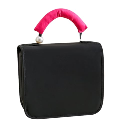 Reise-Kosmetiktasche zum Aufhängen, großes Fassungsvermögen, Perlengriff, Make-up-Organizer mit Reißverschluss, Kulturbeutel mit Haken zum Aufhängen, Make-up-Box, Schwarz , Mass Beauty Reise-Kosmetiktasche zum Aufhängen, großes Fassungsvermögen, Perlengriff, Make-up-Organizer mit Reißverschluss, Kulturbeutel mit Haken zum Aufhängen, Make-up-Box, Schwarz , Mass Beauty von MALSSE