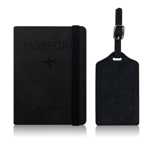 Reisepasshülle und Kofferanhänger, Reisepasshülle, Gepäckanhänger, PU-Leder, Schutzhülle für Damen, Herren, PU-Leder, Gepäck und Reisekoffer, Schwarz , Mass Beauty Reisepasshülle und Kofferanhänger, Reisepasshülle, Gepäckanhänger, PU-Leder, Schutzhülle für Damen, Herren, PU-Leder, Gepäck und Reisekoffer, Schwarz , Mass Beauty von MALSSE