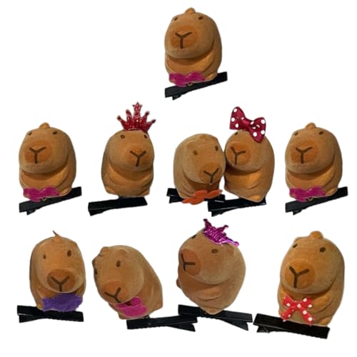 Schöne Capybaras Haarnadeln, beflockt, stehend, Tier-Clip für Kinder und Erwachsene, beliebtes Haarstyling-Zubehör, 1/5/10 Stück von MALSSE
