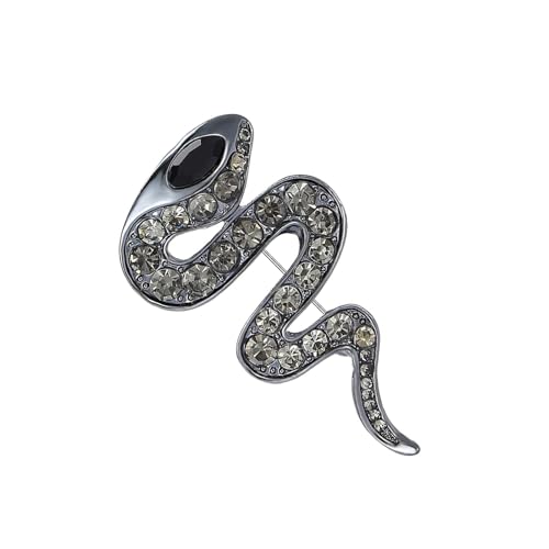 Stilvolle Schlangen-Brosche mit funkelnden Strasssteinen, perfekt für Partys und den täglichen Gebrauch, Legierung Brosche, Einheitsgröße, Wie beschrieben von MALSSE