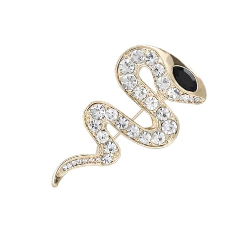 Stilvolle Schlangen-Brosche mit funkelnden Strasssteinen, perfekt für Partys und den täglichen Gebrauch, Legierung Brosche, Einheitsgröße, Wie beschrieben von MALSSE
