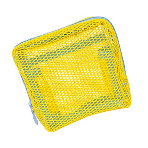 Tragbare Kosmetiktasche aus Nylongeflecht, leicht, quadratisch, Mehrzwecktasche, Nylon-Netz, Make-up-Organizer-Tasche, Gelbe Farbe., Einheitsgröße von MALSSE