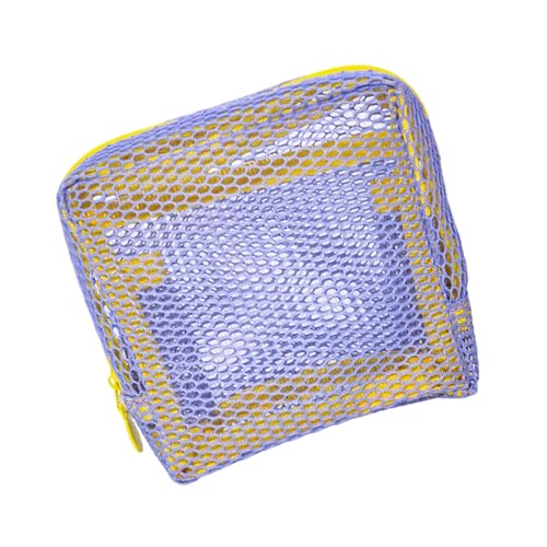 Tragbare Kosmetiktasche aus Nylongeflecht, leicht, quadratisch, Mehrzwecktasche, Nylon-Netz, Make-up-Organizer-Tasche, Violett, Einheitsgröße von MALSSE