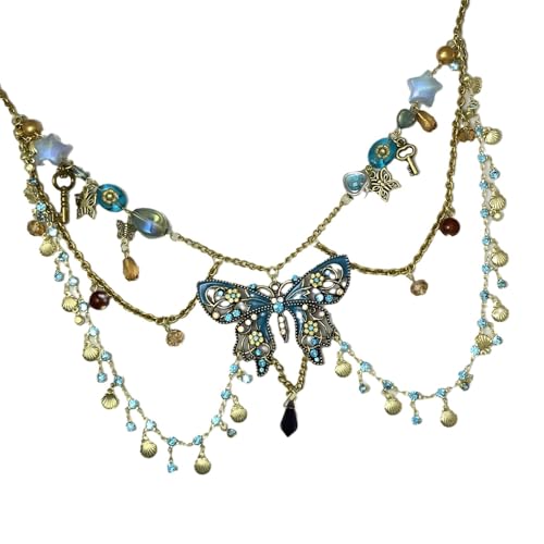 Trendiger Bauchschmuck mit funkelnden Zirkonia-Strasssteinen, Schmetterlings-Anhänger für bauchfreie Tops, Röcke, stilvoller Look, leichtes Zirkon-Accessoire von MALSSE