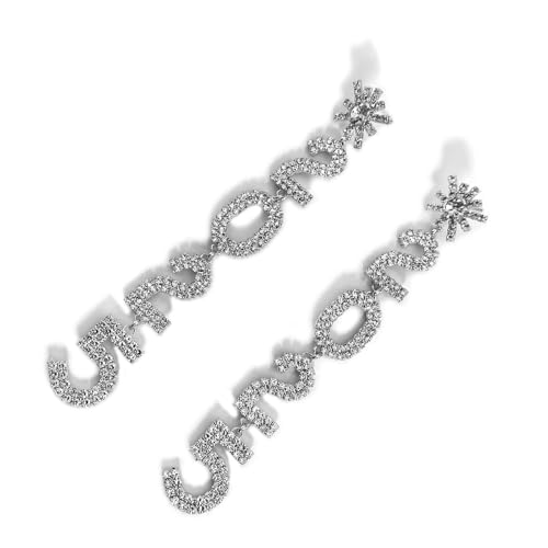 Übertriebene 2025 Anhänger Ohrringe Tropfen Ohrringe für Silvester Party Mode Glänzende Accessoires mit Strass Designs Modeaccessoires, Einheitsgröße, Wie beschrieben, Wie beschrieben von MALSSE