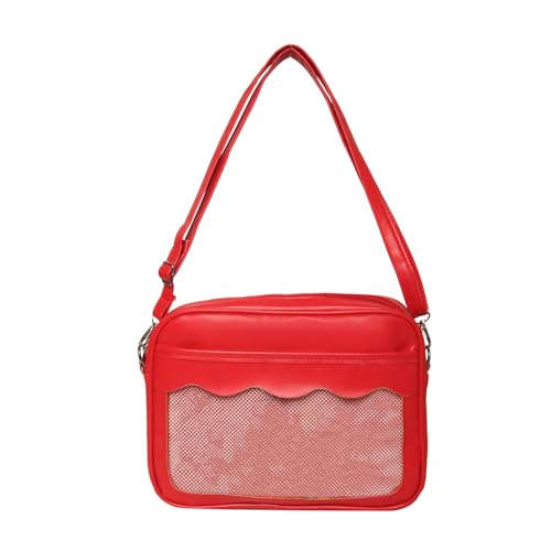 Umhängetasche im japanischen Stil, für Damen, PU-Leder, Kuriertasche, für Studenten, Schule, klare Schulter, Dating, Damen, PU-Leder, japanische Umhängetasche, transparente Kuriertasche, rot, One Size Umhängetasche im japanischen Stil, für Damen, PU-Leder, Kuriertasche, für Studenten, Schule, klare Schulter, Dating, Damen, PU-Leder, japanische Umhängetasche, transparente Kuriertasche, rot, One Size von MALSSE