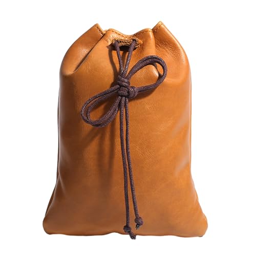 Unisex-Münztasche mit Kordelzug, handgefertigt, Leder, Aufbewahrung, Organizer für und kleine Gegenstände, Unisex-Münzgeldbörse von MALSSE