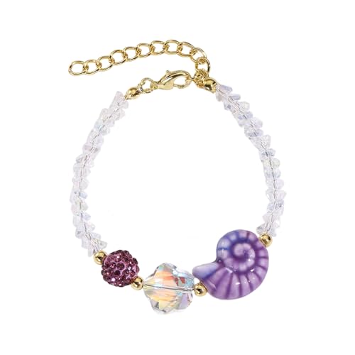 Verstellbarer Keramik- und Schnecken-Anhänger mit Kristallperlen, Meeresschmuck für Damen und Mädchen, süße Kristalle, verstellbar, Einheitsgröße, Wie beschrieben von MALSSE