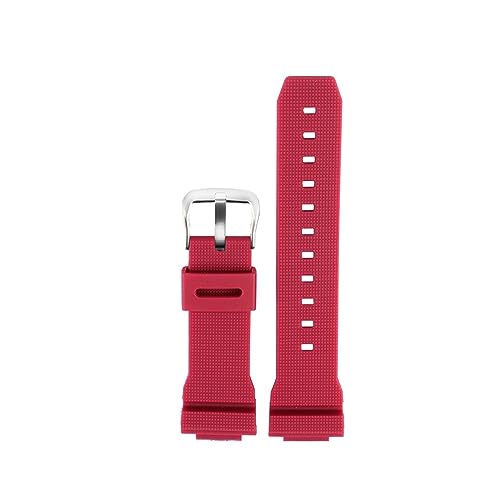 MAMA'S PEARL 16 Mm Kautschukarmband, Passend For Casio G-Shock GM GA 2100 GA5600 6900 Serie, Schnellverschluss, Sport-Wasserdichtband, Uhrenzubehör (Color : Red silver buckle, Size : 16mm) von MAMA'S PEARL