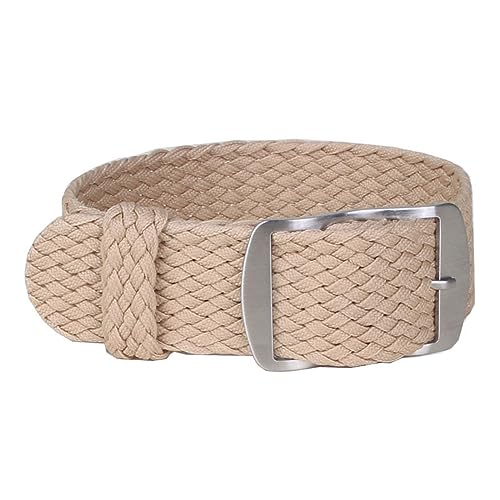 MAMA'S PEARL 16mm 18mm 20mm 22mm Einfarbige Perlon gewebte Nylon-Uhrenarmbänder Armband Stoff gewebtes Uhrenarmband Band Schnalle Gürtel Schwarz Blau (Color : Beige, Size : 16mm) von MAMA'S PEARL