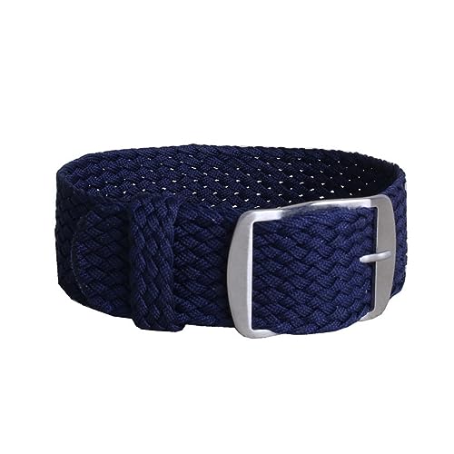 MAMA'S PEARL 16mm 18mm 20mm 22mm Einfarbige Perlon gewebte Nylon-Uhrenarmbänder Armband Stoff gewebtes Uhrenarmband Band Schnalle Gürtel Schwarz Blau (Color : Dark blue, Size : 16mm) von MAMA'S PEARL