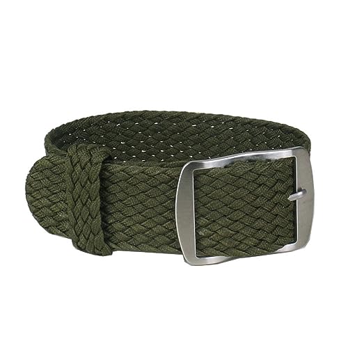 MAMA'S PEARL 16mm 18mm 20mm 22mm Einfarbige Perlon gewebte Nylon-Uhrenarmbänder Armband Stoff gewebtes Uhrenarmband Band Schnalle Gürtel Schwarz Blau (Color : Green, Size : 18mm) von MAMA'S PEARL