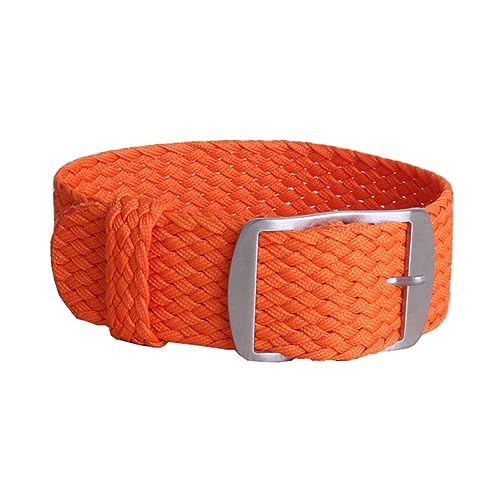 MAMA'S PEARL 16mm 18mm 20mm 22mm Einfarbige Perlon gewebte Nylon-Uhrenarmbänder Armband Stoff gewebtes Uhrenarmband Band Schnalle Gürtel Schwarz Blau (Color : Orange, Size : 16mm) von MAMA'S PEARL