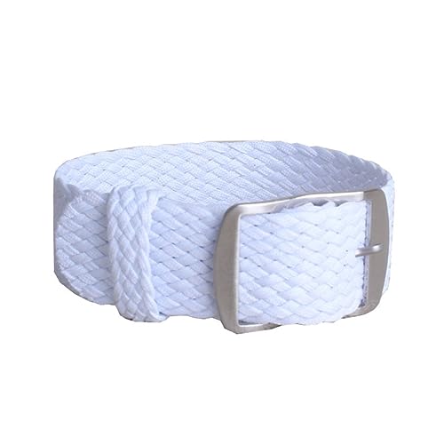 MAMA'S PEARL 16mm 18mm 20mm 22mm Einfarbige Perlon gewebte Nylon-Uhrenarmbänder Armband Stoff gewebtes Uhrenarmband Band Schnalle Gürtel Schwarz Blau (Color : White, Size : 16mm) von MAMA'S PEARL