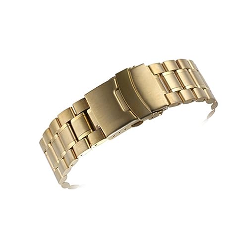 MAMA'S PEARL 18mm 20mm 22mm 24mm Edelstahl Curved End Uhr Band Männer Frauen Metall Solide Double Lock schnalle Armband Zubehör (Color : Gold, Size : 20mm) von MAMA'S PEARL