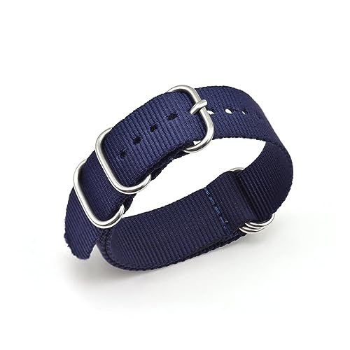 MAMA'S PEARL 18mm 20mm 22mm 24mm Uhrenarmband Nylon Uhrenarmband Fünf Ringe Universal Armband Sportuhr (Color : Blue, Size : 20mm) von MAMA'S PEARL