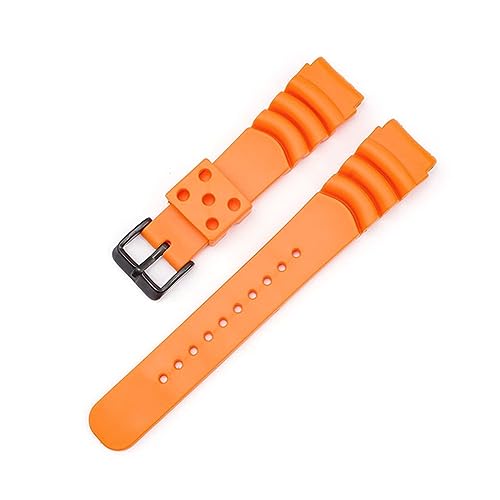 MAMA'S PEARL 20mm 22mm 24mm Tauchen Gummi Armband Wasserdichte Silikon Sport Handgelenk Band Armband Armband Fit for Seiko diver Scuba Fit for Casio (Color : Orange B, Size : 20mm) von MAMA'S PEARL