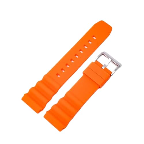 MAMA'S PEARL 20mm 22mm Gummi Uhrenarmband Fit for Rolex Fit for Seiko SKX007 Wasserdicht Tauchen Silikon Armband Männer Sport Strap Fit for Citizen Armband (Color : Orange-Silver, Size : 20mm) von MAMA'S PEARL