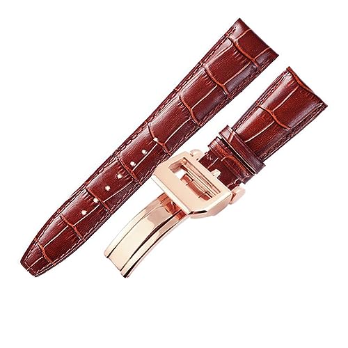 MAMA'S PEARL 20mm 22mm Uhr Armband Fit for IWC Uhren Portofino Portugieser Strap Uhr Zubehör Echtes Leder Uhr Band Gürtel kette (Color : Brown rose clasp, Size : 22mm) von MAMA'S PEARL