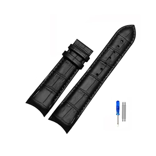 MAMA'S PEARL 22mm 23mm 24mm Echtleder Armband Mit Gebogenem Ende, Passend For Tissot Uhrengürtel 1853, Passend For COUTURIER T035627A T035407A T035439 Herrenarmband(Black-no buckle,23mm) von MAMA'S PEARL