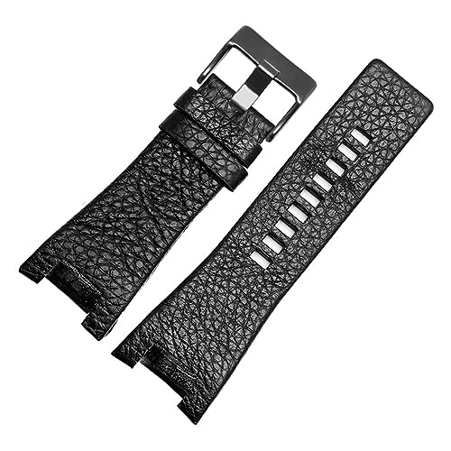 MAMA'S PEARL 32mm Echtes Leder Armband Armband Fit For Diesel Uhr Strap Armbanduhren Band For DZ1216 DZ1273 DZ4246 DZ4247DZ287 Uhr Band (Color : A-black-blackbuckle, Size : 32mm) von MAMA'S PEARL