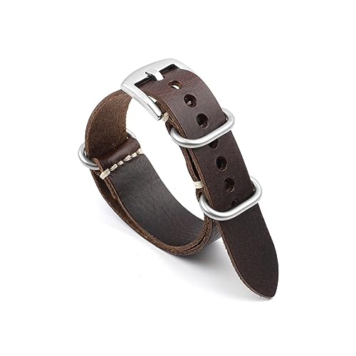 MAMA'S PEARL Armband Echtes Leder Armband 20mm 22mm 24mm Vintage Strap for Männer Frauen Armbänder Uhr Ersatz (Color : Dark brown-S buckle, Size : 22mm) von MAMA'S PEARL