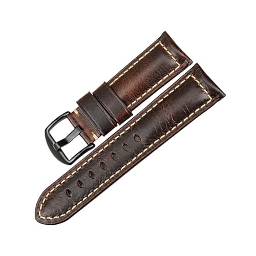 MAMA'S PEARL Armband Uhrenzubehör Rotes Lederarmband Passend For Panerai Passend For SEIKO Passend For TISSOT Smartwatch-Armband Vintage-Uhrenarmband (Color : Dark Brown B, Size : 22mm) von MAMA'S PEARL