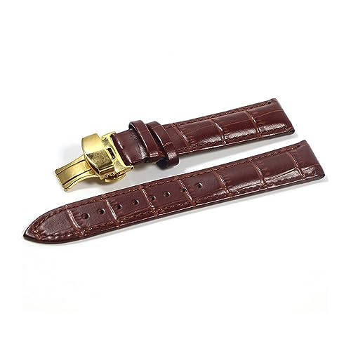 MAMA'S PEARL Armband aus echtem Leder, Armband, Schmetterlingsschnalle, Uhrenzubehör, Gürtel, 18 mm, 20 mm, 22 mm, 24 mm (Color : Brown-G, Size : 24mm) von MAMA'S PEARL