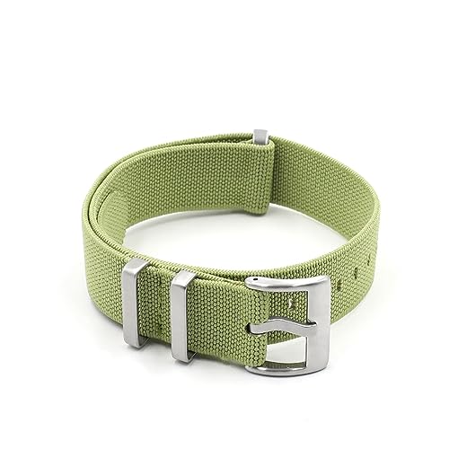 MAMA'S PEARL Elastisches Nylon-Uhrenarmband, 18 mm, 20 mm, 22 mm, Schwarz, Grün, Grau, Uhrenarmbänder, Herren-Uhrenarmbänder, silberne Schnalle (Color : Light green, Size : 18mm) von MAMA'S PEARL