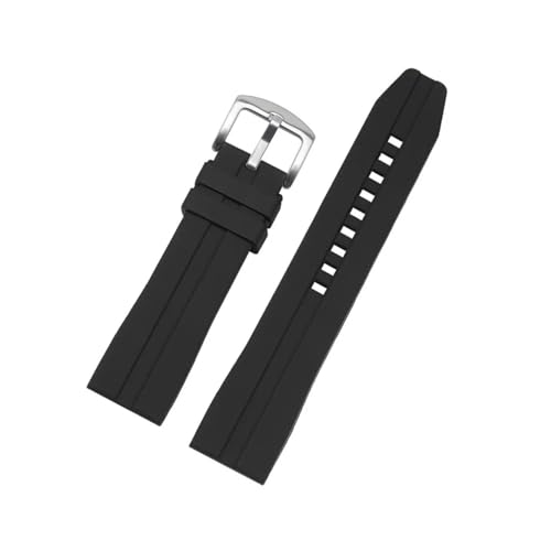 MAMA'S PEARL Erweiterte Länge Silikon Armband 20mm 22mm Wasserdichte Große Größe Gummi Uhr Band Fit For Seiko Universal Armband Sport Männer Armband(Black,22mm) von MAMA'S PEARL