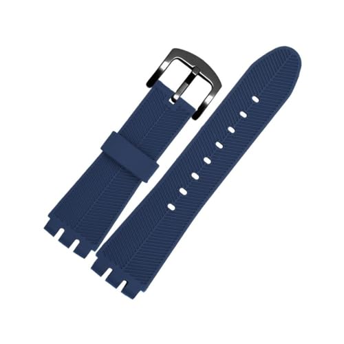 MAMA'S PEARL For Swatch YOS440 YOS413 YOS424 Silikonband Herren Schwarzes Gummiarmband Armband Armband 23m Uhrzubehör Kostenlose Tools(Blue black) von MAMA'S PEARL
